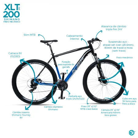 Bicicleta KSW XLT 200 24v Shimano Roda Livre Aro 29 Freio a Disco